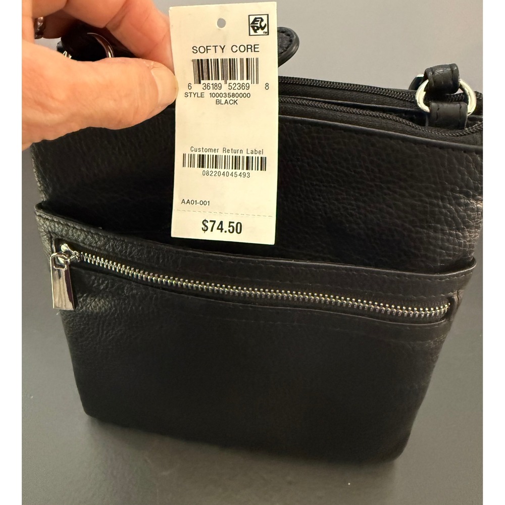 Giani Bernini Softy Core Black Leather Crossbody Silver Hardware Organize Travel - Picture 11 of 11